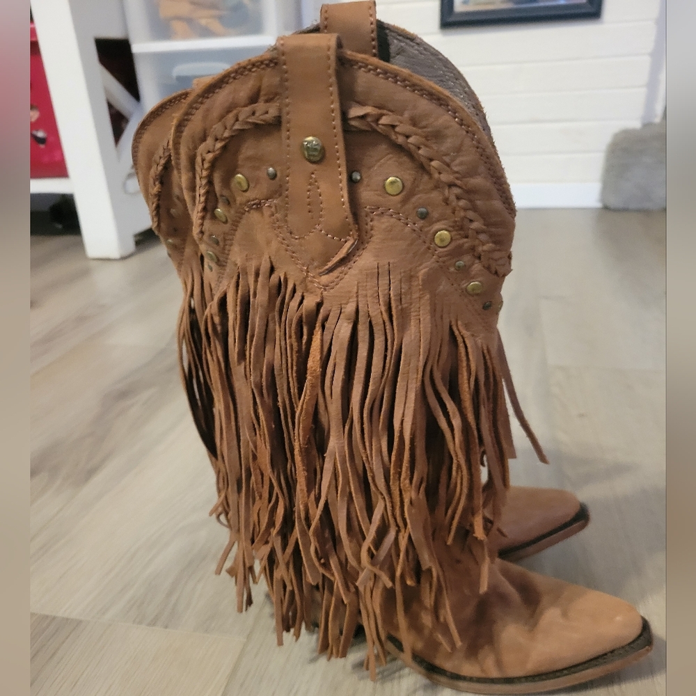 Fringe Leather Western Boots